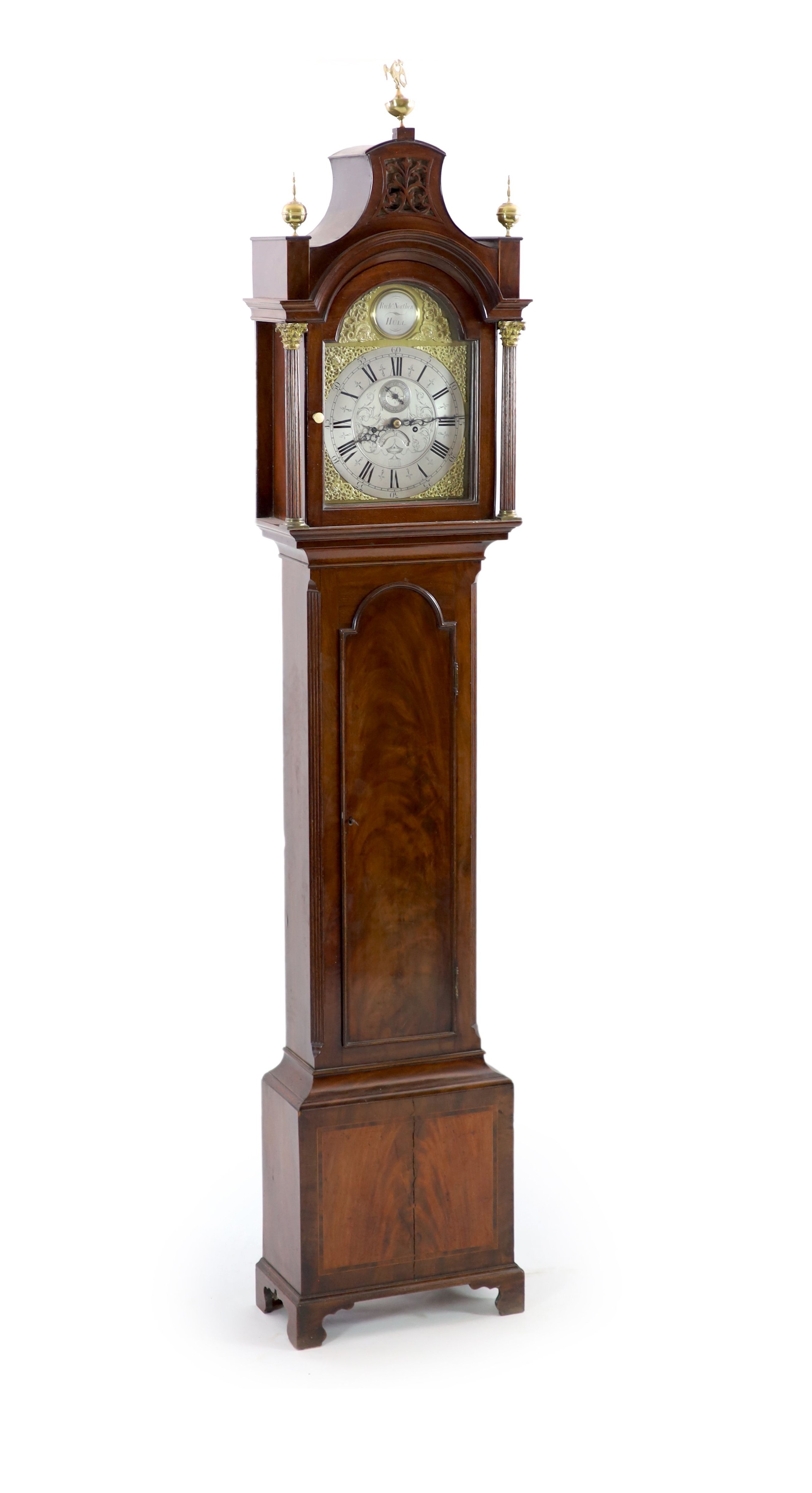 Richard Northen of Hull. A George III mahogany eight day longcase clock, W. 48cm H.244cm